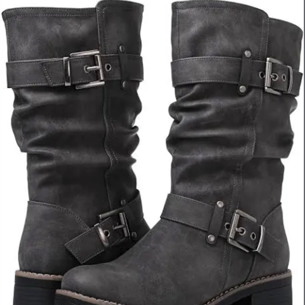 Women's Global Win Gray Buckle Boots